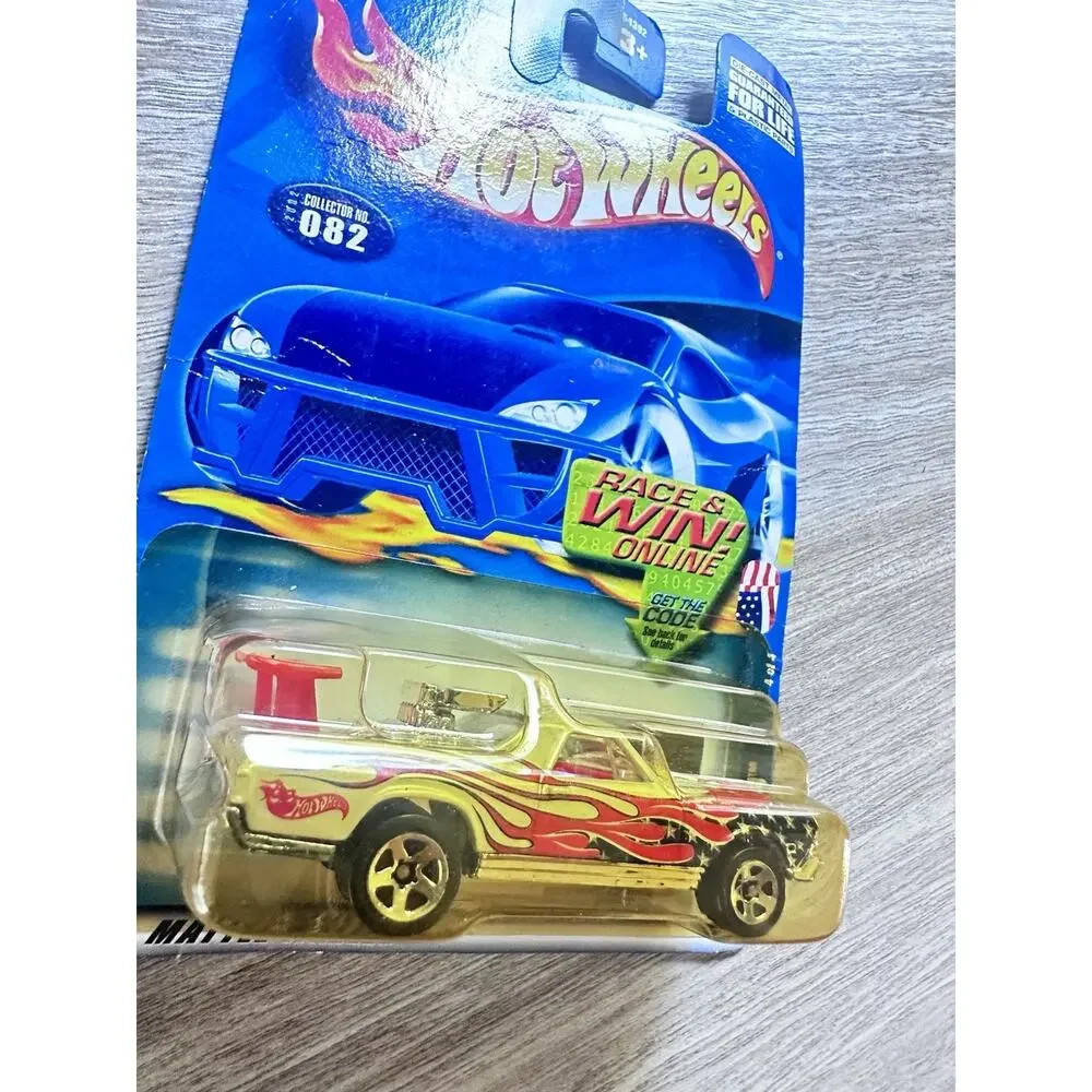 Hot Wheels 2002 '68 El Camino #82 White w/Red Flames Blue Stars New Hotwheel H53